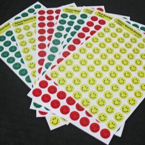 Trend Colorful Sparkle Smiles Sticker Sheets 8 sheets,-All new except one yellow